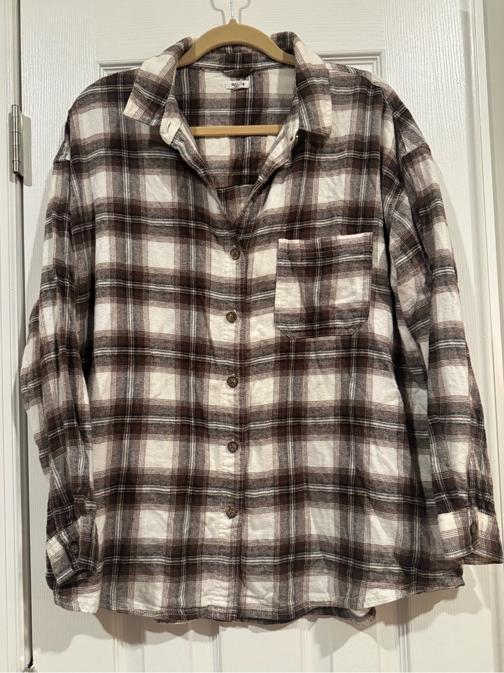 Garage Brown & Cream Plaid Flannel — M/L